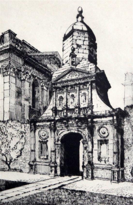 Cyril Power, etching, The Gate of House, Caius College, Cambridge, signed in pencil, 23/166, 24 x 16cm